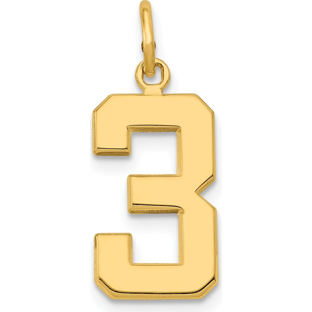 14K Yellow Gold Medium Polished Number 3 Pendant Charm by Oro Pregiato