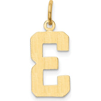14K Yellow Gold Medium Polished Number 3 Pendant Charm by Oro Pregiato