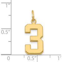 14K Yellow Gold Medium Polished Number 3 Pendant Charm by Oro Pregiato