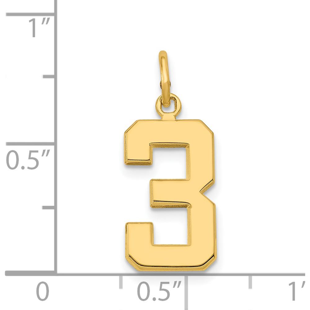 14K Yellow Gold Medium Polished Number 3 Pendant Charm by Oro Pregiato