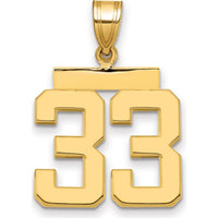 14K Yellow Gold Medium Polished Number 33 Pendant Charm by Oro Pregiato