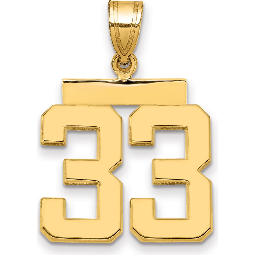 14K Yellow Gold Medium Polished Number 33 Pendant Charm by Oro Pregiato