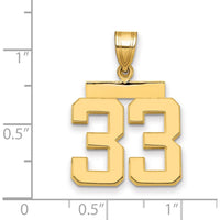 14K Yellow Gold Medium Polished Number 33 Pendant Charm by Oro Pregiato