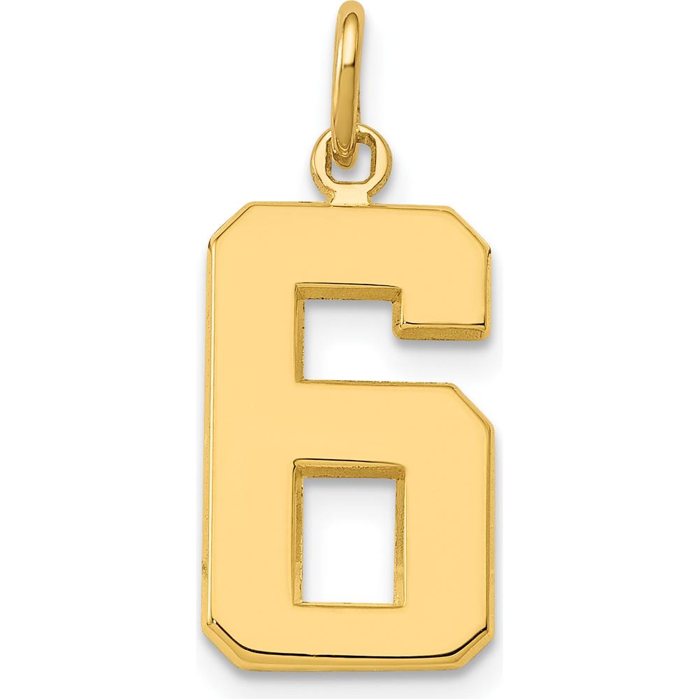 14K Yellow Gold Medium Polished Number 6 Pendant Charm by Oro Pregiato