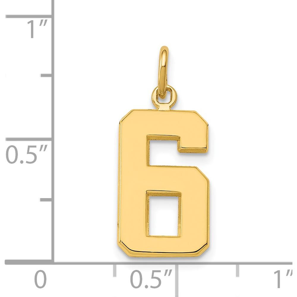 14K Yellow Gold Medium Polished Number 6 Pendant Charm by Oro Pregiato