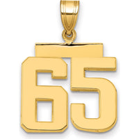 14K Yellow Gold Medium Polished Number 65 Pendant Charm by Oro Pregiato