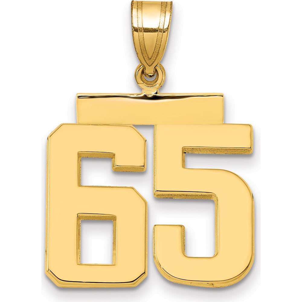 14K Yellow Gold Medium Polished Number 65 Pendant Charm by Oro Pregiato