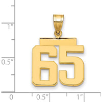 14K Yellow Gold Medium Polished Number 65 Pendant Charm by Oro Pregiato