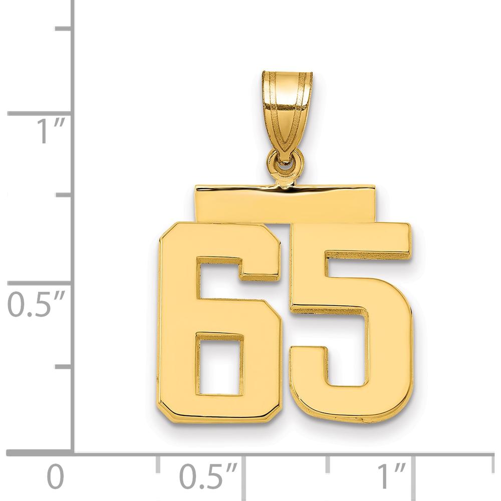 14K Yellow Gold Medium Polished Number 65 Pendant Charm by Oro Pregiato