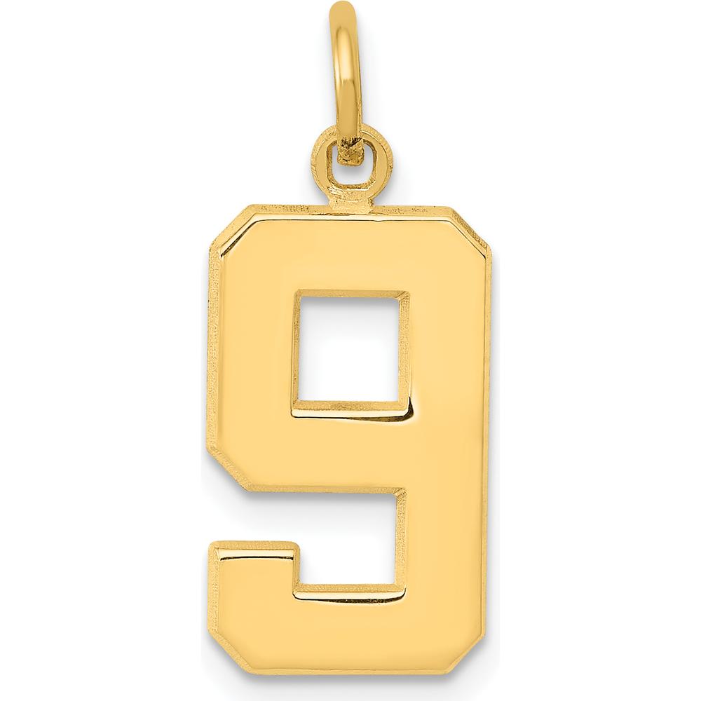 14K Yellow Gold Medium Polished Number 9 Pendant Charm by Oro Pregiato