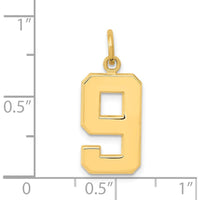14K Yellow Gold Medium Polished Number 9 Pendant Charm by Oro Pregiato