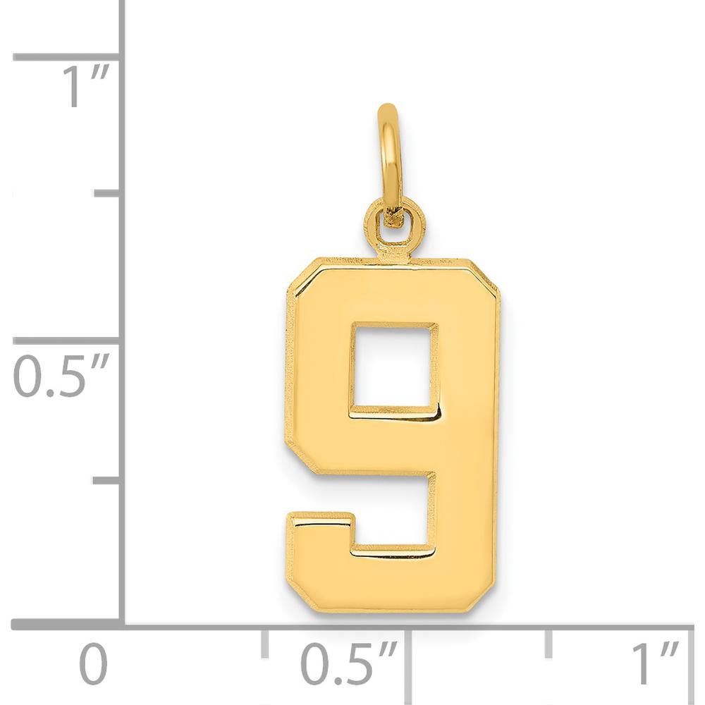 14K Yellow Gold Medium Polished Number 9 Pendant Charm by Oro Pregiato