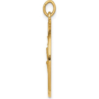 14K Yellow Gold Medium Round St. Christopher Medal Pendant - Polished and Satin Finish by Oro Pregiato