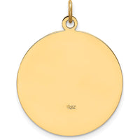 14K Yellow Gold Medium Round St. Christopher Medal Pendant - Polished and Satin Finish by Oro Pregiato
