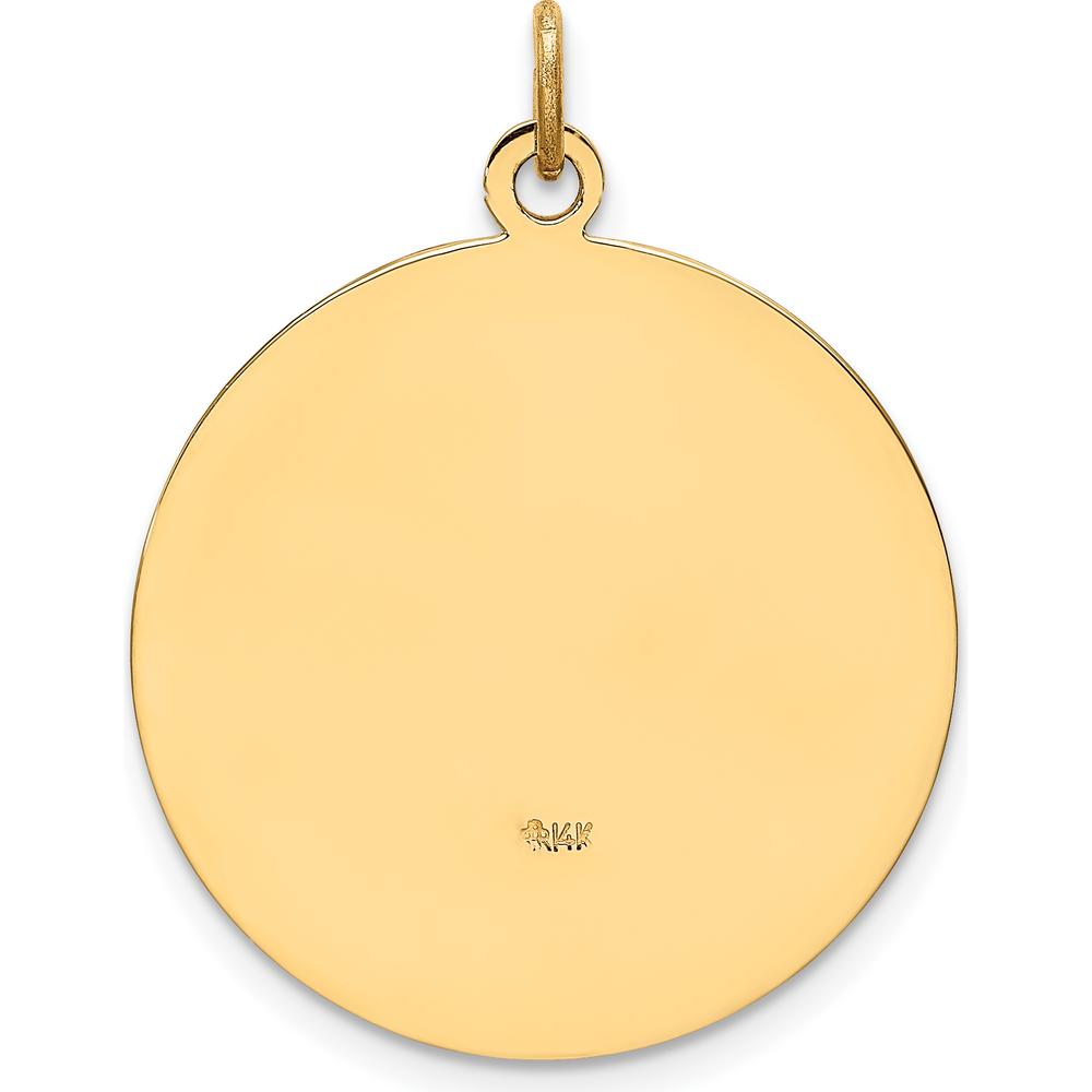 14K Yellow Gold Medium Round St. Christopher Medal Pendant - Polished and Satin Finish by Oro Pregiato
