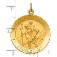 14K Yellow Gold Medium Round St. Christopher Medal Pendant - Polished and Satin Finish by Oro Pregiato