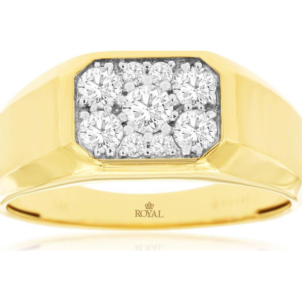 14K Yellow Gold Men’s Diamond Ring with 5 Round Diamonds - 0.63 Carats Total Diamond Weight