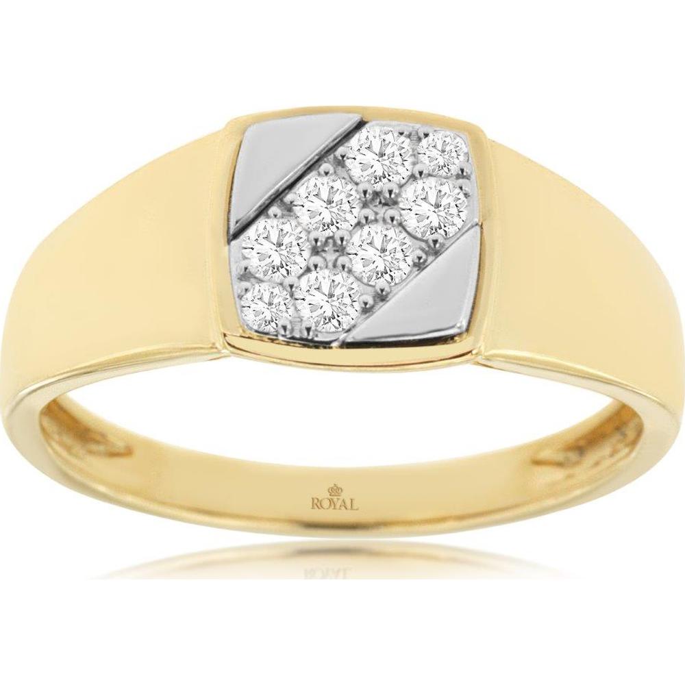 14K Yellow Gold Men’s Diamond Ring with Geometric Diamond Accent - 0.31 Carats Total Diamond Weight