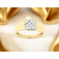 14K Yellow Gold Men’s Diamond Ring with Geometric Diamond Accent - 0.31 Carats Total Diamond Weight