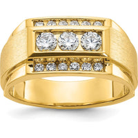14K Yellow Gold Men’s Polished and Satin Diamond Band with 0.75 Carats Total Diamond Weight by IBGoodman