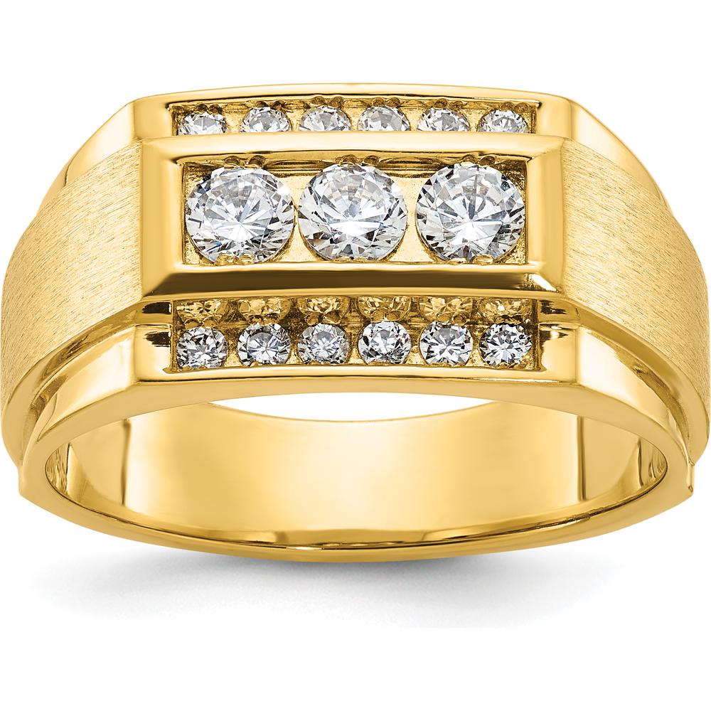 14K Yellow Gold Men’s Polished and Satin Diamond Band with 0.75 Carats Total Diamond Weight by IBGoodman