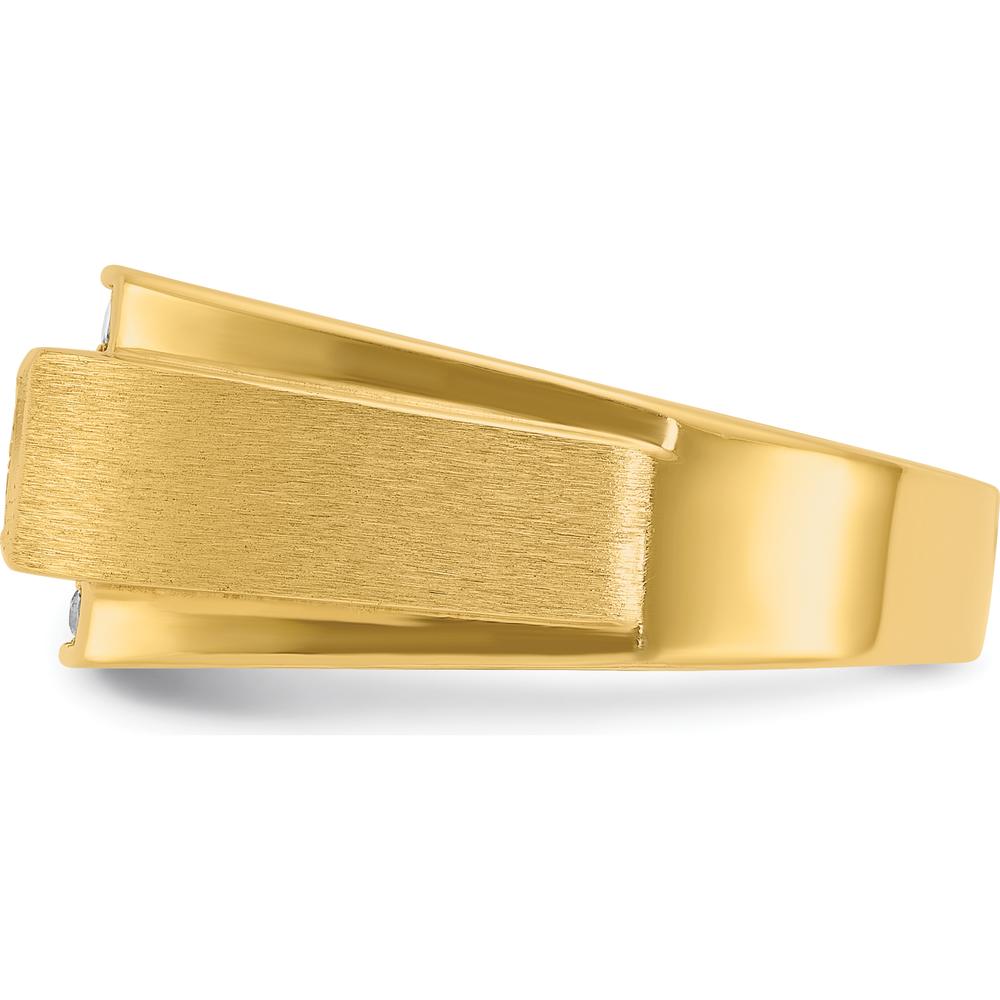 14K Yellow Gold Men’s Polished and Satin Diamond Band with 0.75 Carats Total Diamond Weight by IBGoodman