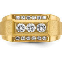14K Yellow Gold Men’s Polished and Satin Diamond Band with 0.75 Carats Total Diamond Weight by IBGoodman