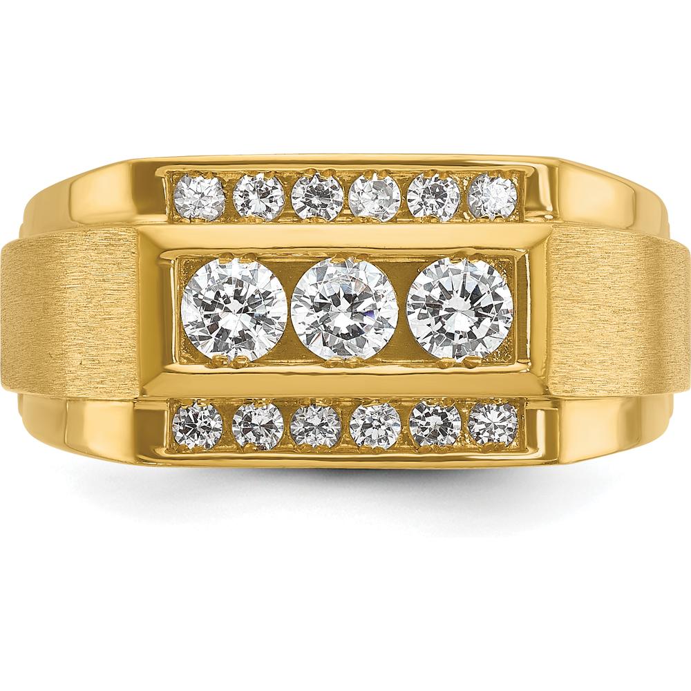 14K Yellow Gold Men’s Polished and Satin Diamond Band with 0.75 Carats Total Diamond Weight by IBGoodman