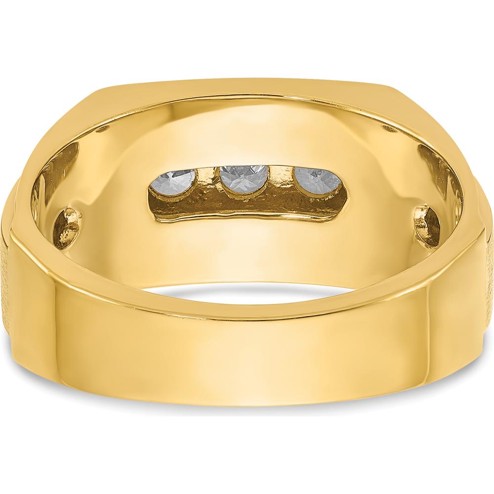 14K Yellow Gold Men’s Polished and Satin Diamond Band with 0.75 Carats Total Diamond Weight by IBGoodman