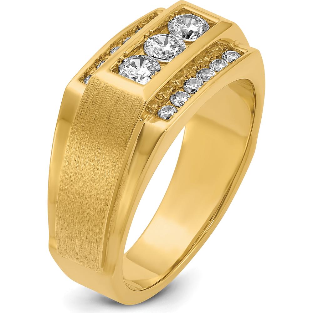 14K Yellow Gold Men’s Polished and Satin Diamond Band with 0.75 Carats Total Diamond Weight by IBGoodman