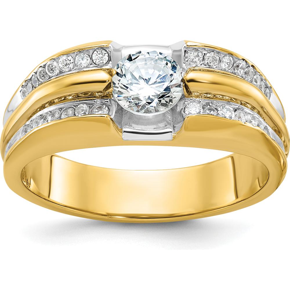 14K Yellow Gold Men’s Polished Diamond Semi-Mount Ring with AA-Quality Channel-Set Diamonds by IBGoodman