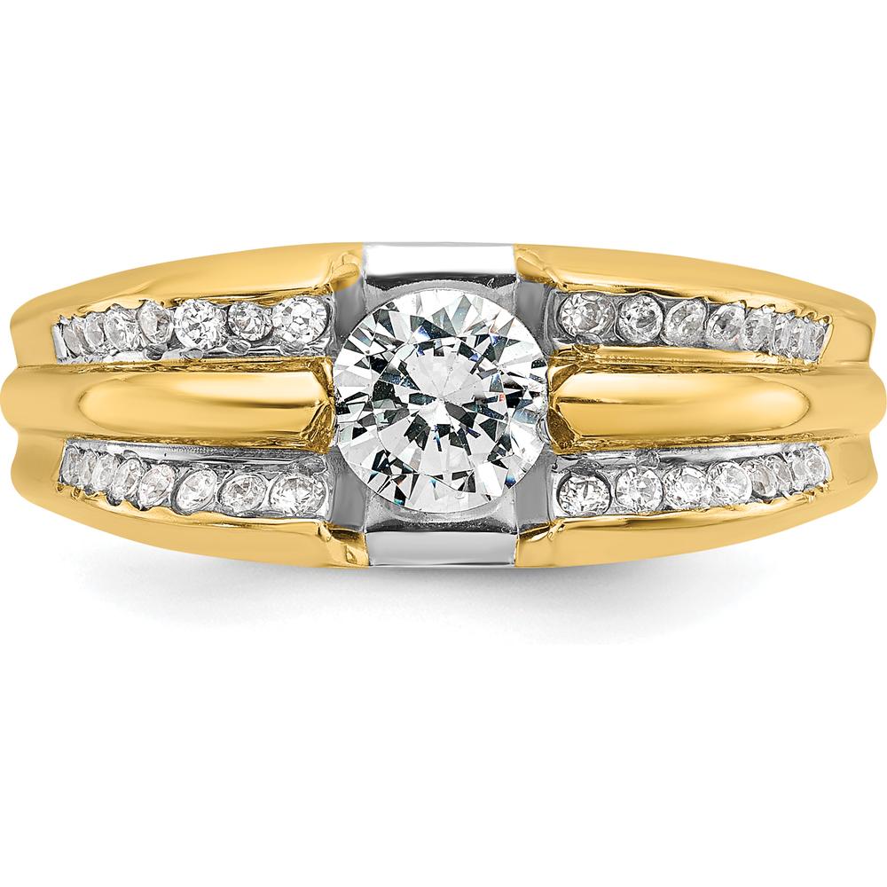 14K Yellow Gold Men’s Polished Diamond Semi-Mount Ring with AA-Quality Channel-Set Diamonds by IBGoodman