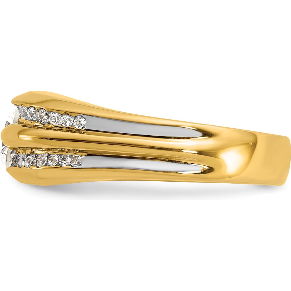 14K Yellow Gold Men’s Polished Diamond Semi-Mount Ring with AA-Quality Channel-Set Diamonds by IBGoodman