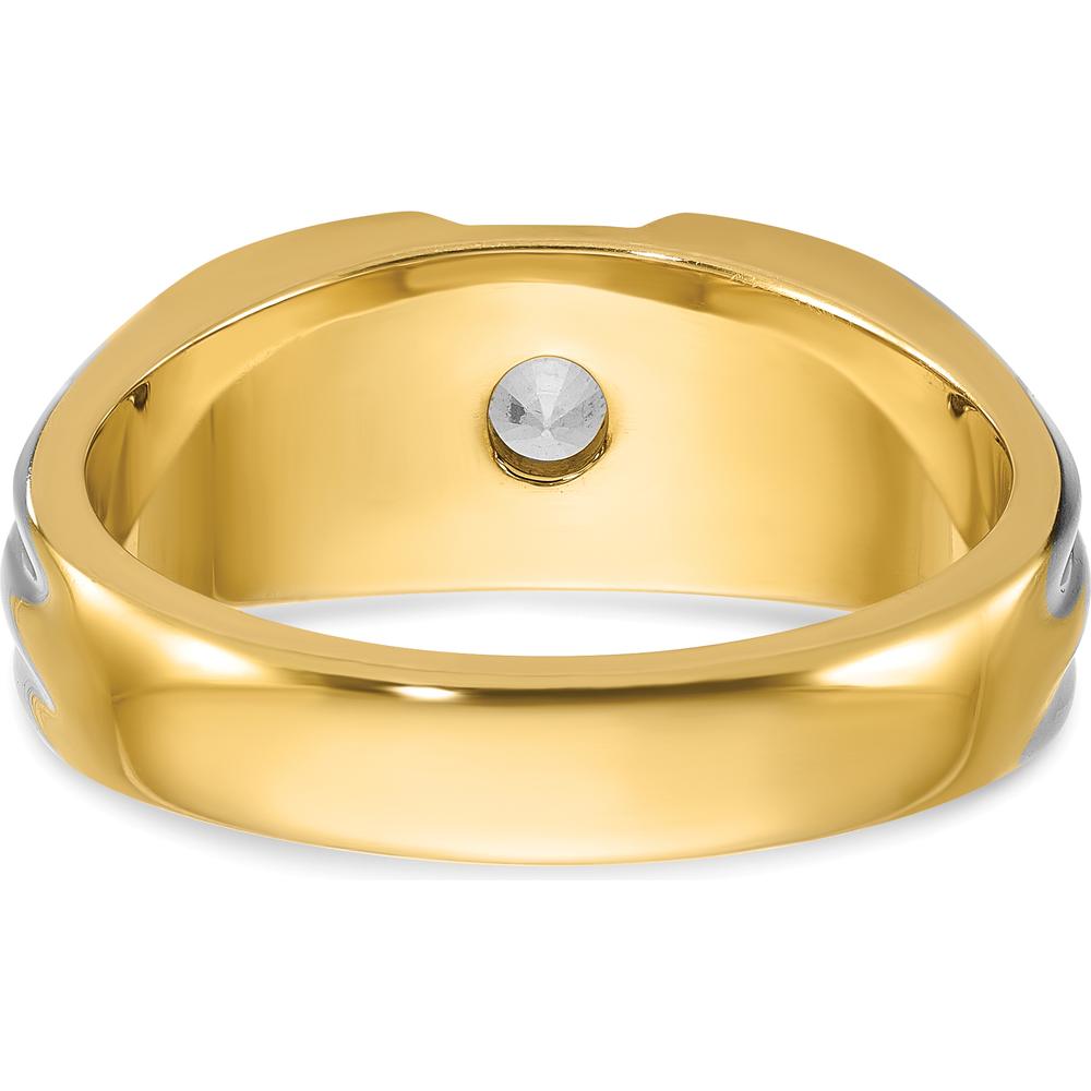 14K Yellow Gold Men’s Polished Diamond Semi-Mount Ring with AA-Quality Channel-Set Diamonds by IBGoodman