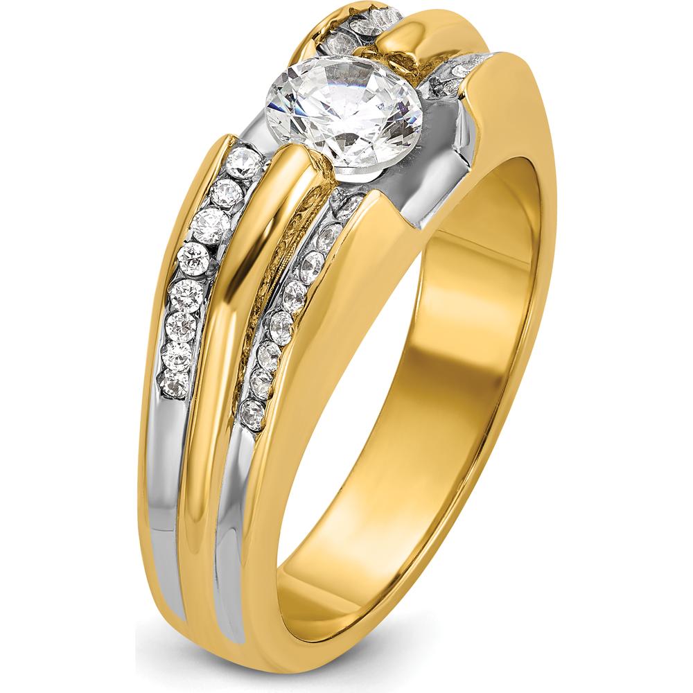 14K Yellow Gold Men’s Polished Diamond Semi-Mount Ring with AA-Quality Channel-Set Diamonds by IBGoodman