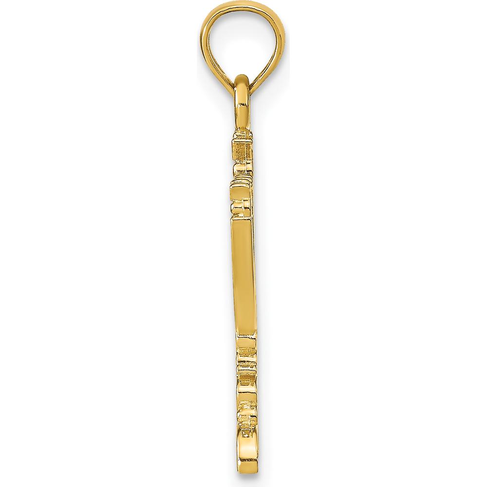 14K Yellow Gold Menorah Pendant with Textured Finish - 26mm Length by Oro Pregiato