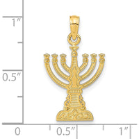 14K Yellow Gold Menorah Pendant with Textured Finish - 26mm Length by Oro Pregiato