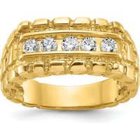 14K Yellow Gold Men's 1/3 Carat Diamond Nugget Ring with Round Faceted Diamonds - 0.35 Carats Total Diamond Weight by IBGoodman