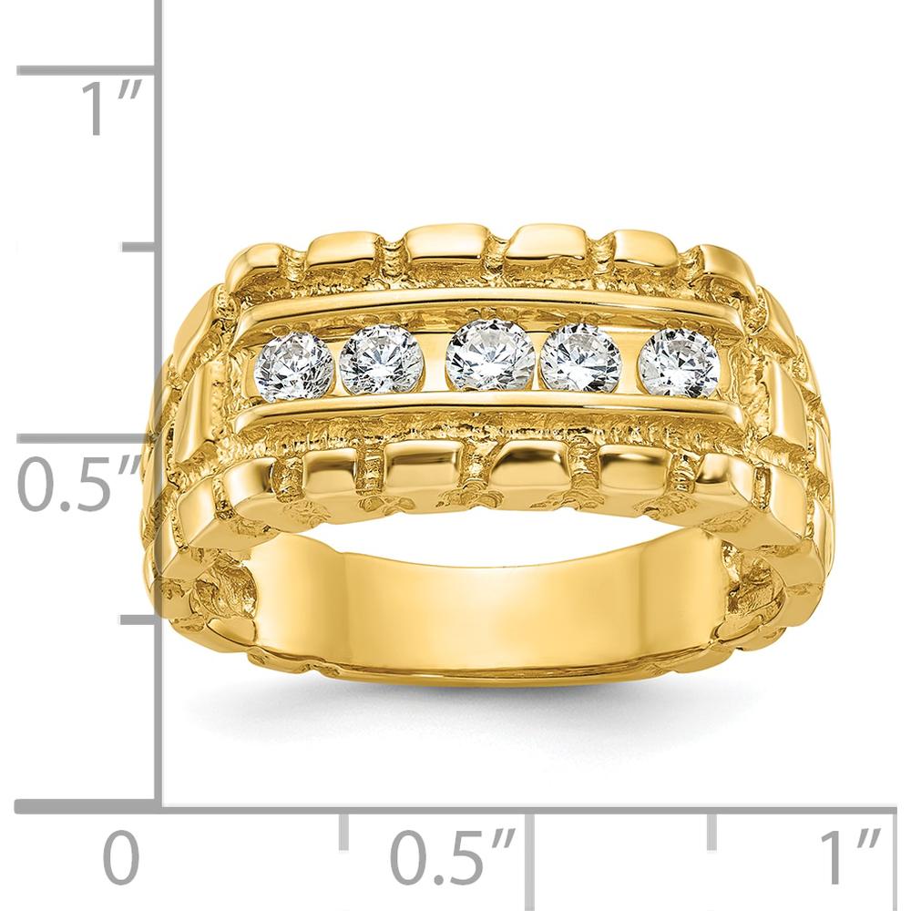 14K Yellow Gold Men's 1/3 Carat Diamond Nugget Ring with Round Faceted Diamonds - 0.35 Carats Total Diamond Weight by IBGoodman
