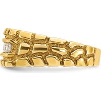 14K Yellow Gold Men's 1/3 Carat Diamond Nugget Ring with Round Faceted Diamonds - 0.35 Carats Total Diamond Weight by IBGoodman