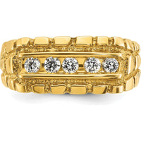 14K Yellow Gold Men's 1/3 Carat Diamond Nugget Ring with Round Faceted Diamonds - 0.35 Carats Total Diamond Weight by IBGoodman