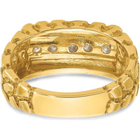 14K Yellow Gold Men's 1/3 Carat Diamond Nugget Ring with Round Faceted Diamonds - 0.35 Carats Total Diamond Weight by IBGoodman