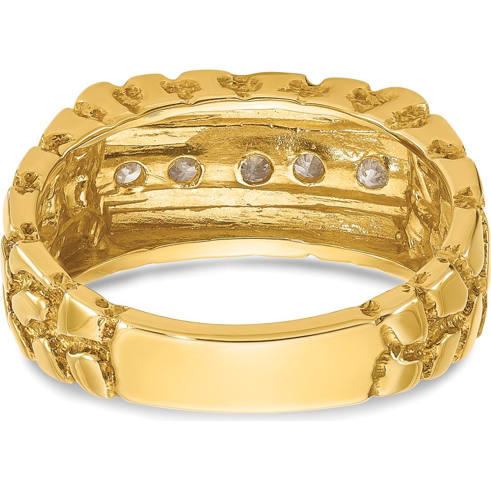 14K Yellow Gold Men's 1/3 Carat Diamond Nugget Ring with Round Faceted Diamonds - 0.35 Carats Total Diamond Weight by IBGoodman