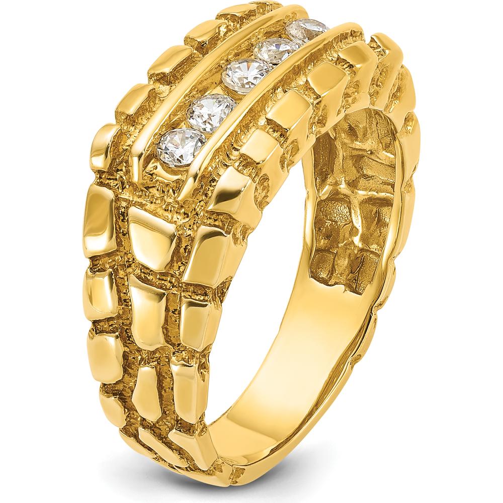14K Yellow Gold Men's 1/3 Carat Diamond Nugget Ring with Round Faceted Diamonds - 0.35 Carats Total Diamond Weight by IBGoodman
