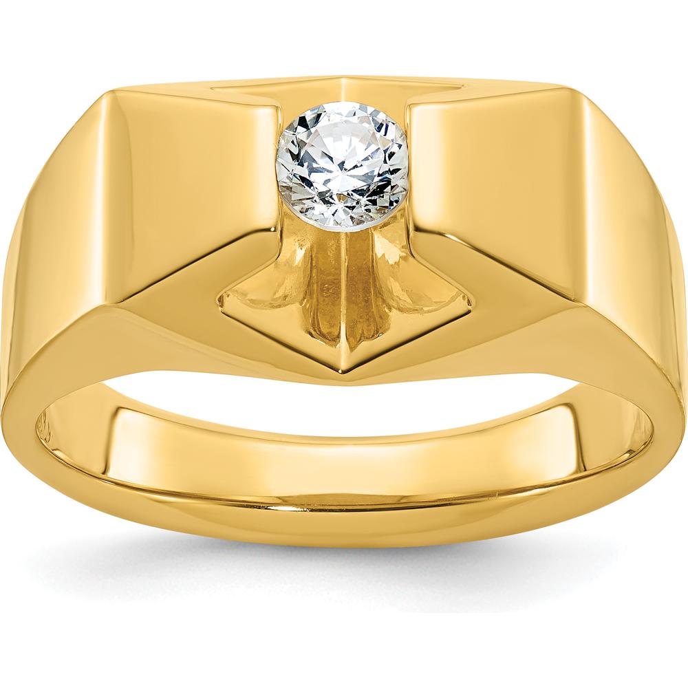 14K Yellow Gold Men's 1/3 Carat Round Diamond Ring - 0.349 Carats Total Diamond Weight by IBGoodman