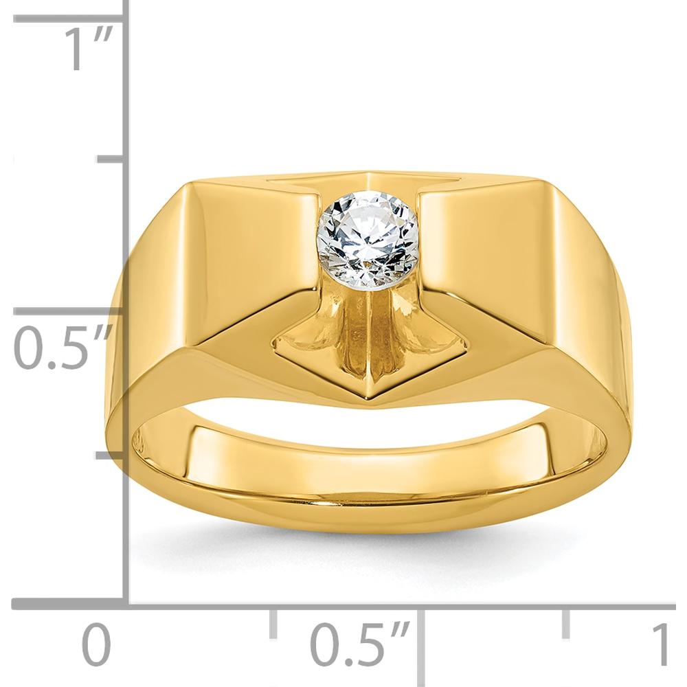 14K Yellow Gold Men's 1/3 Carat Round Diamond Ring - 0.349 Carats Total Diamond Weight by IBGoodman