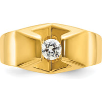 14K Yellow Gold Men's 1/3 Carat Round Diamond Ring - 0.349 Carats Total Diamond Weight by IBGoodman