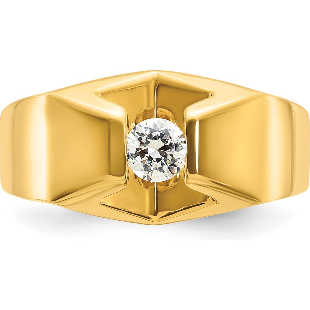14K Yellow Gold Men's 1/3 Carat Round Diamond Ring - 0.349 Carats Total Diamond Weight by IBGoodman