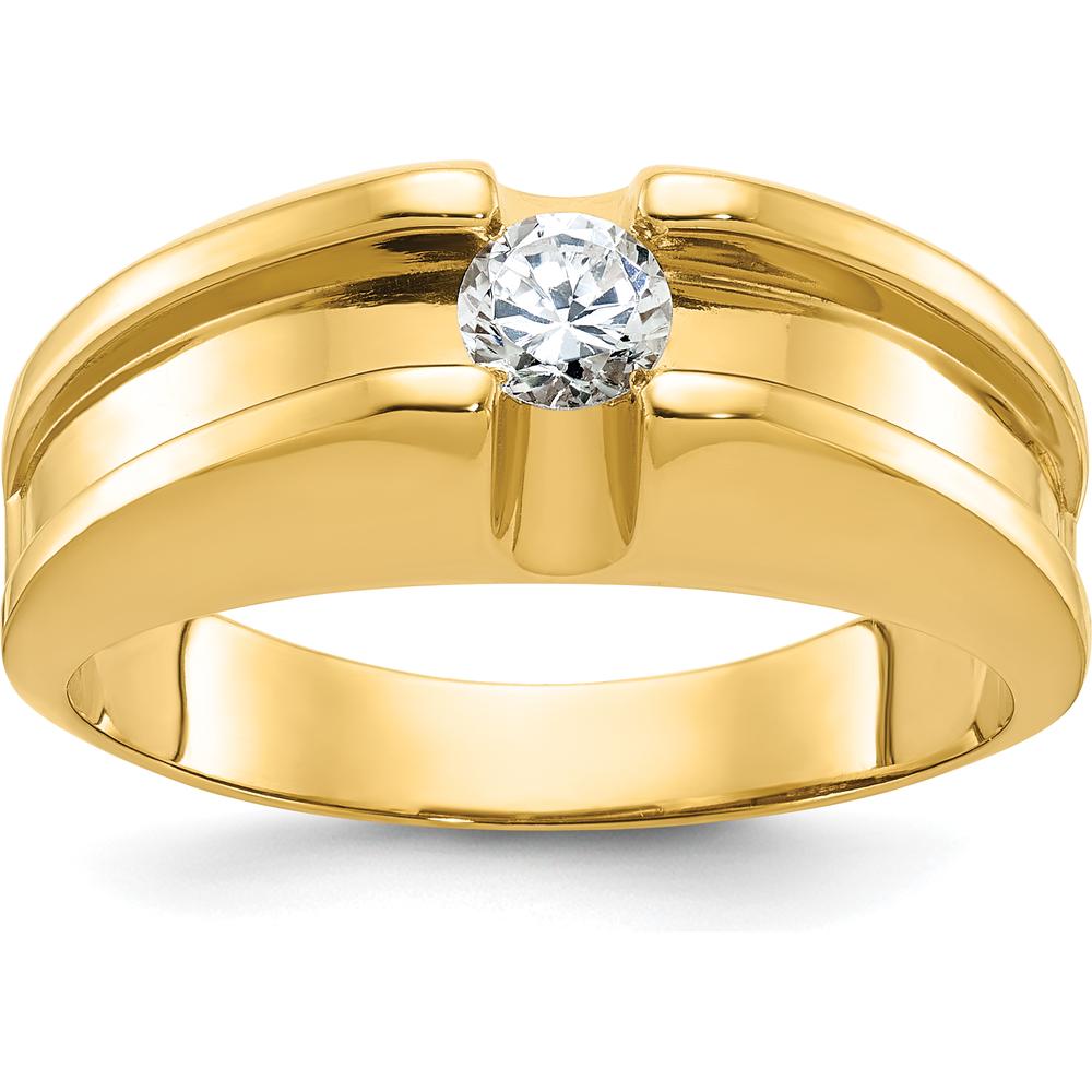 14K Yellow Gold Men's 1/3 Carat Round Diamond Ring - G-H-I Color, I1 Clarity by IBGoodman