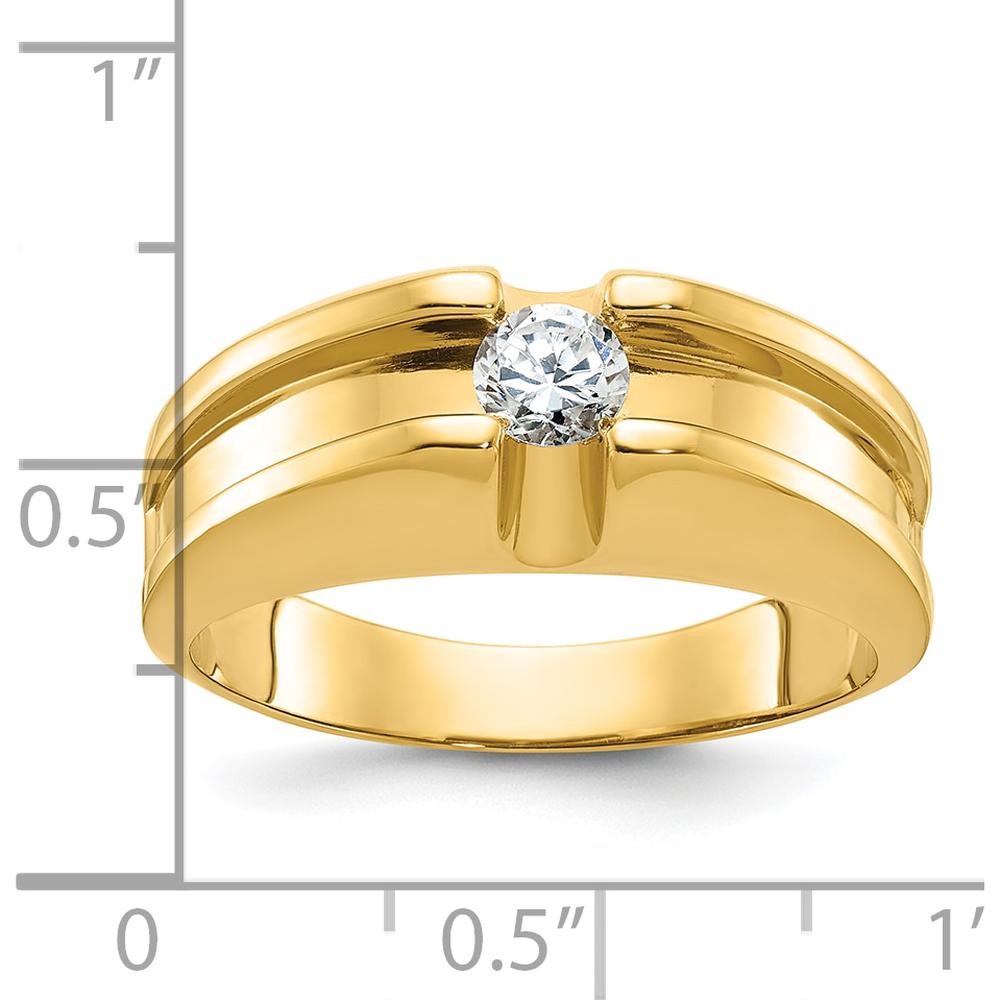 14K Yellow Gold Men's 1/3 Carat Round Diamond Ring - G-H-I Color, I1 Clarity by IBGoodman